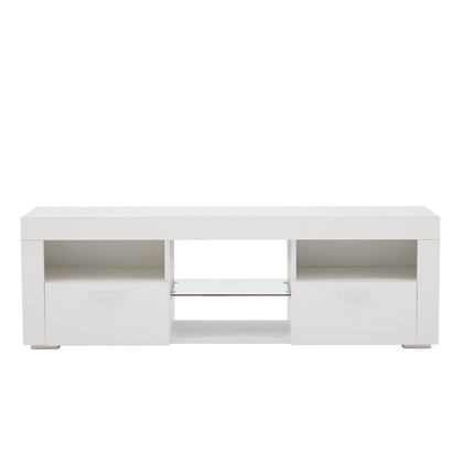 TV6- White morden TV Stand with LED Lights,high glossy front TV Cabinet,can be assembled in Lounge Room, Living Room or Bedroom,color:WHITE - Likeshoppe 