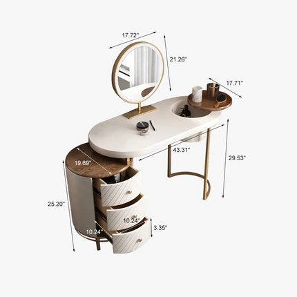 PH1- Modern Makeup Vanity Table With LED Lighted Mirror;  Dressing Table with Movable Tray Top;  4 Solid Wood Drawer;  Without Stool;  43\" - Likeshoppe 