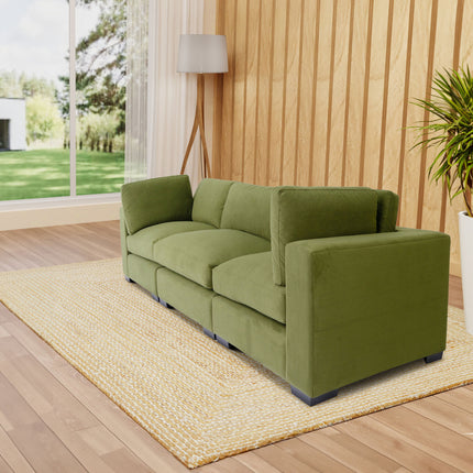 F4- Forest Green Sofa for Living Room, Modern 3-Seater Sofas Couches for Bedroom, Office, and Apartment with Solid Wood Frame (Polyester) - Likeshoppe 