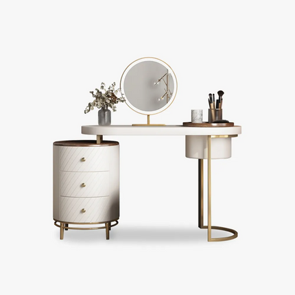 PH1- Modern Makeup Vanity Table With LED Lighted Mirror;  Dressing Table with Movable Tray Top;  4 Solid Wood Drawer;  Without Stool;  43\" - Likeshoppe 