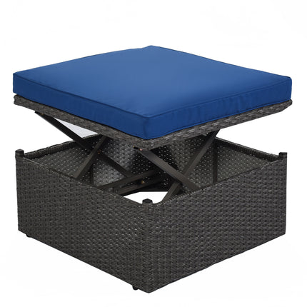 PX2- Outdoor Patio Rectangle Daybed with Retractable Canopy, Wicker Furniture Sectional Seating with Washable Cushions, Backyard, Porch - Likeshoppe 