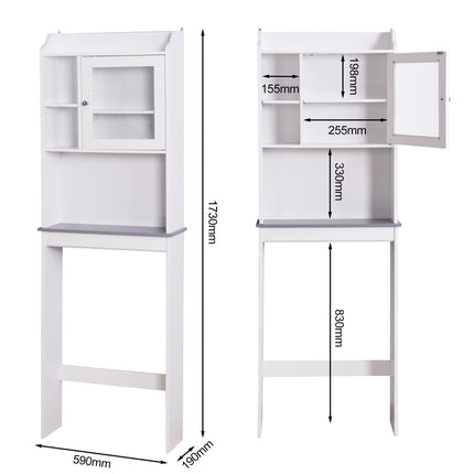 PU18- Modern Over The Toilet Space Saver Organization Wood Storage Cabinet for Home;  Bathroom -White - Likeshoppe 