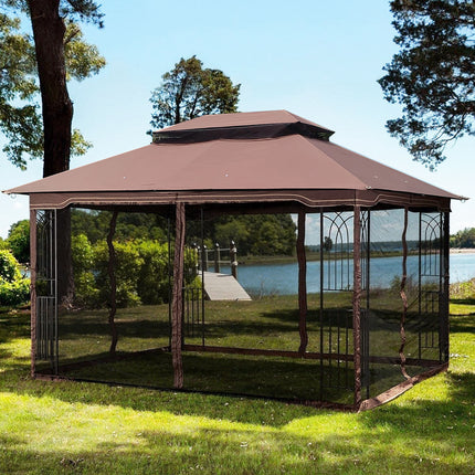 AG14- 13x10 Outdoor Patio Gazebo Canopy Tent With Ventilated Double Roof And Mosquito net(Detachable Mesh Screen On All Sides); Suitable for Lawn;  Garden;  Backyard and Deck; - Likeshoppe 