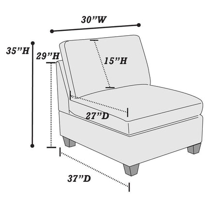 S5- Living Room Furniture Grey Chenille Modular Sectional 8pc Set Large Corner L-Sectional Modern Couch 2x Corner Wedge 4x Armless Chairs and 2x Ottomans Plywood - Likeshoppe 