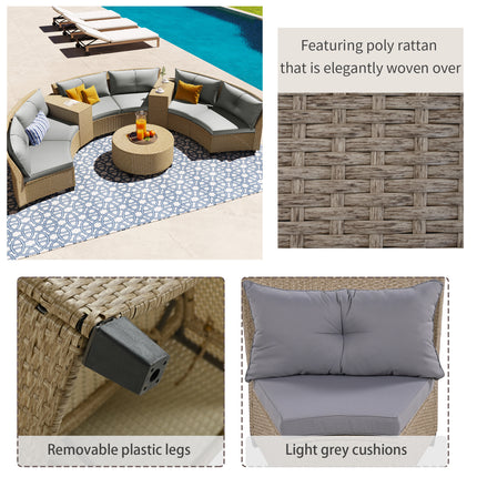 PX3- 6 - Person Fan-shaped Rattan Suit Combination with Cushions and Table,Suitable for Garden - Likeshoppe 
