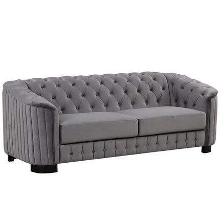 F1 82\" Mid Century Modern Sofa with Rubber Wood Legs; Velvet Upholstered Sofa Couch; Sofa with Thick Removable Seat Cushion;  3 Seater Sofa Couch for Living Room - Likeshoppe 
