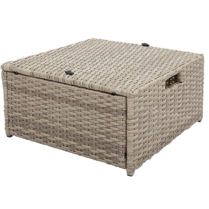 PX8- Patio Furniture Set;  4 Piece Outdoor Conversation Set All Weather Wicker Sectional Sofa with Ottoman and Cushions - Likeshoppe 