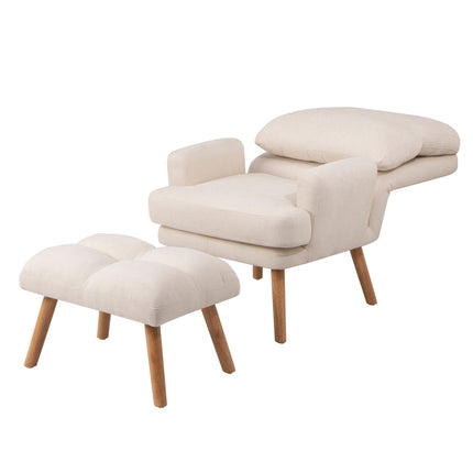 AF1- Accent Chair with Ottoman Set;  Fabric Armchair with Wood Legs and Adjustable Backrest ;  Mid Century Modern Comfy Lounge Chair for Living Room;  Bedroom;  Reading Room and Study - Likeshoppe 