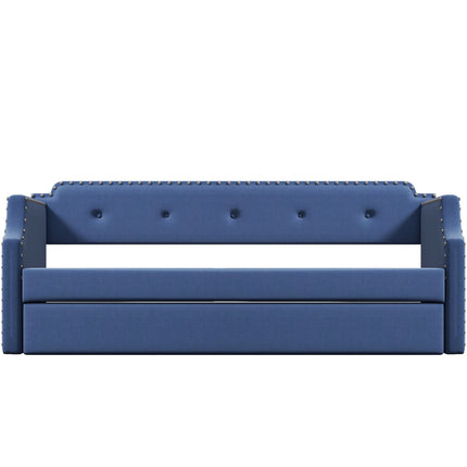 U4-Upholstered Daybed with Trundle;  Wood Slat Support; Upholstered Frame Sofa Bed ;  Twin - Likeshoppe 
