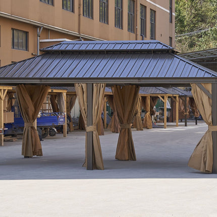 AG7- 12*20FT patic gazebo; alu gazebo with steel canopy; Outdoor Permanent Hardtop Gazebo Canopy for Patio;  Garden;  Backyard - Likeshoppe 