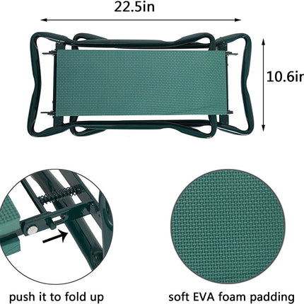 AH6-  Garden Kneeler & Seat Folding Multi-Functional Steel Garden Stool with Tool Bag EVA Kneeling Pad - Likeshoppe 