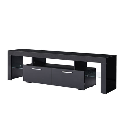TV24- Black morden TV Stand with LED Lights; high glossy front TV Cabinet; can be assembled in Lounge Room; Living Room or Bedroom; color:black - Likeshoppe 