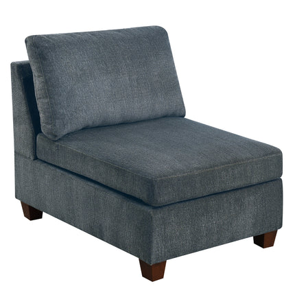 S5- Living Room Furniture Grey Chenille Modular Sectional 8pc Set Large Corner L-Sectional Modern Couch 2x Corner Wedge 4x Armless Chairs and 2x Ottomans Plywood - Likeshoppe 