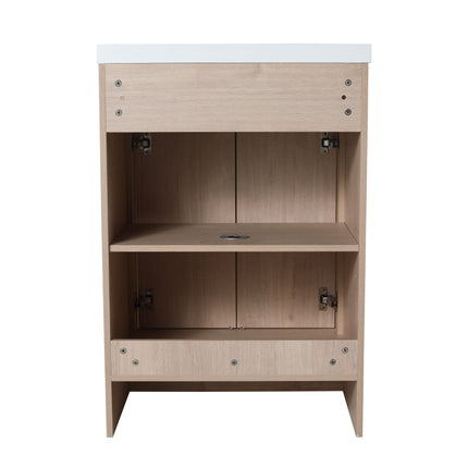 PT3- Freestanding Bathroom Vanity with White Ceramic Sink & 2 Soft-Close Cabinet Doors ((KD-PACKING); BVB02424PLO-G-BL9060B) - Likeshoppe 