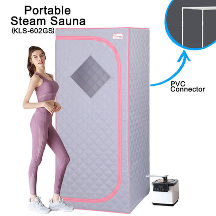 AK4- Full Size Portable Grey Steam Sauna tent–Personal Home Spa;  with Steam Generator;  Remote Control;  Foldable Chair;  Timer and PVC Pipe Connector Easy to Install - Likeshoppe 