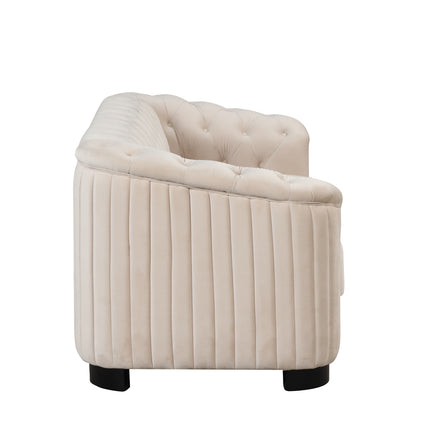 F1 82\" Mid Century Modern Sofa with Rubber Wood Legs; Velvet Upholstered Sofa Couch; Sofa with Thick Removable Seat Cushion;  3 Seater Sofa Couch for Living Room - Likeshoppe 