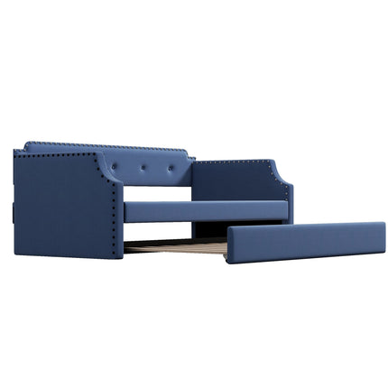 U4-Upholstered Daybed with Trundle;  Wood Slat Support; Upholstered Frame Sofa Bed ;  Twin - Likeshoppe 