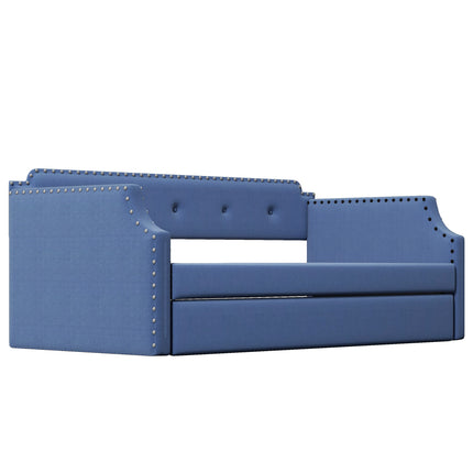 U4-Upholstered Daybed with Trundle;  Wood Slat Support; Upholstered Frame Sofa Bed ;  Twin - Likeshoppe 