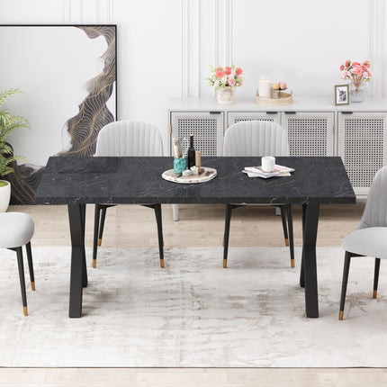 DT2- (TABLE ONLY) 70.87\"Modern Square Dining Table with Printed  Marble Table Top+ X-Shape Table Leg - Likeshoppe 