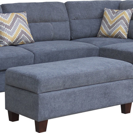 S2- Diego Gray Fabric Sectional Sofa with Right Facing Chaise, Storage Ottoman, and 2 Accent Pillows - Likeshoppe 
