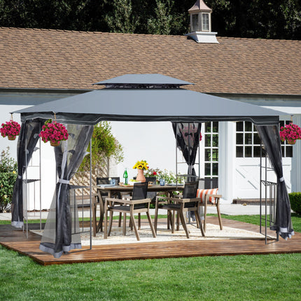 AG13- 13x10 Outdoor Patio Gazebo Canopy Tent With Ventilated Double Roof And Mosquito net(Detachable Mesh Screen On All Sides); Suitable for Lawn;  Garden;  Backyard and Deck - Likeshoppe 