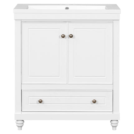 PT7- 30" Bathroom Vanity with Sink;  Combo;  Cabinet with Doors and Drawer;  Solid Frame and MDF Board;  White - Likeshoppe 
