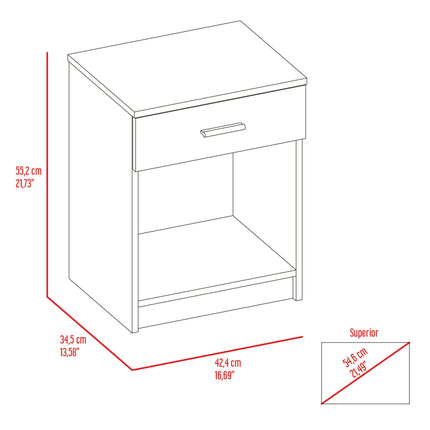 PE3- Pictor Nightstand, One Drawer, Lower Shelf, Superior Top, Black - Likeshoppe 