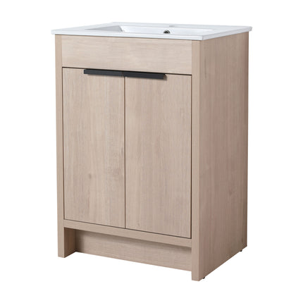 PT3- Freestanding Bathroom Vanity with White Ceramic Sink & 2 Soft-Close Cabinet Doors ((KD-PACKING); BVB02424PLO-G-BL9060B) - Likeshoppe 