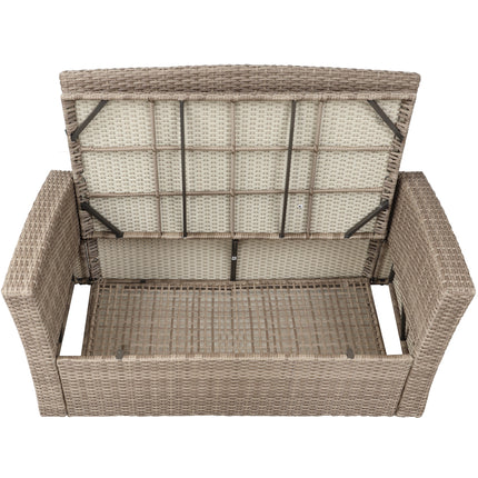 PX8- Patio Furniture Set;  4 Piece Outdoor Conversation Set All Weather Wicker Sectional Sofa with Ottoman and Cushions - Likeshoppe 