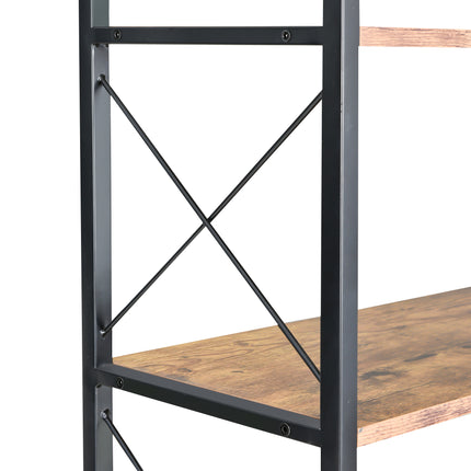 BC2- 7-Tier Bookcase Home Office Bookshelf, L-Shaped Corner Bookcase with Metal Frame, Industrial Style Shelf with Open Storage, MDF Board - Likeshoppe 