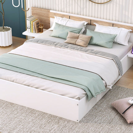 PF5- Queen Size Platform Bed with Headboard, Drawers, Shelves, USB Ports and Sockets - Likeshoppe 