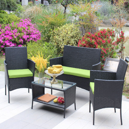 PX5- 4 PC Rattan Patio Furniture Set Outdoor Patio Cushioned Seat Wicker Sofa - Likeshoppe 