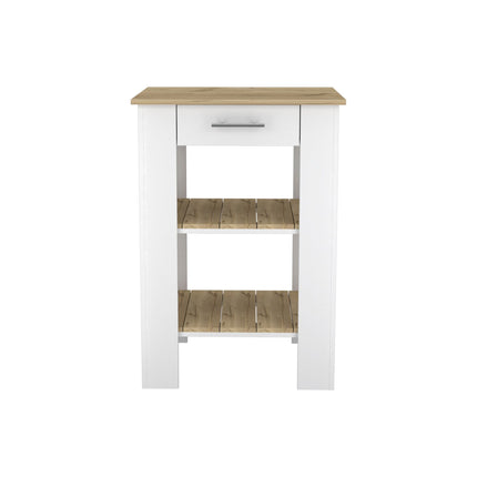 PA5- Danville 2 Piece Kitchen Set, Kitchen Island + Kitchen Cart, White / Light Oak - Likeshoppe 