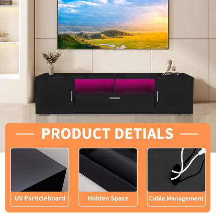 TV9- Modern TV stand with LED Lights Entertainment Center TV cabinet with Storage for Up to 75 inch for Gaming Living Room Bedroom - Likeshoppe 