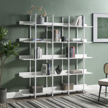 BC1- 5 Tier Bookcase Home Office Open Bookshelf, Vintage Industrial Style Shelf with Metal Frame, MDF Board - Likeshoppe 