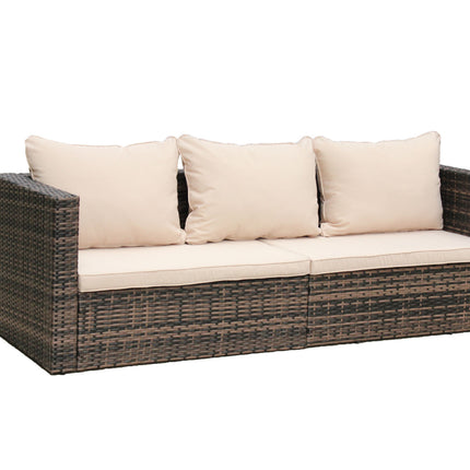 PX12- Rattan Patio Furniture Set Wicker Sofa Cushioned Sectional Furniture Set Garden Patio Sofa Set (4 Pieces, Brown) - Likeshoppe 