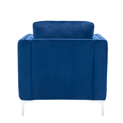 AC3- Modern Velvet Armchair Tufted Button Accent Chair Club Chair with Steel Legs for Living Room Bedroom - Likeshoppe 