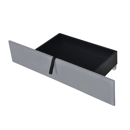 PF3- Queen Size Velvet Upholstered Platform Bed with 2 Drawers and 1 Twin XL Trundle - Likeshoppe 