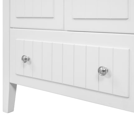 PT1- 36\\" Bathroom Vanity with Ceramic Basin;  Bathroom Storage Cabinet with Two Doors and Drawers;  Solid Frame;  Metal Handles - Likeshoppe 