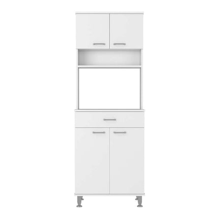 PA6- Newark 2 Piece Kitchen Set, Kitchen Island + Pantry Cabinet , White/Onyx - Likeshoppe 