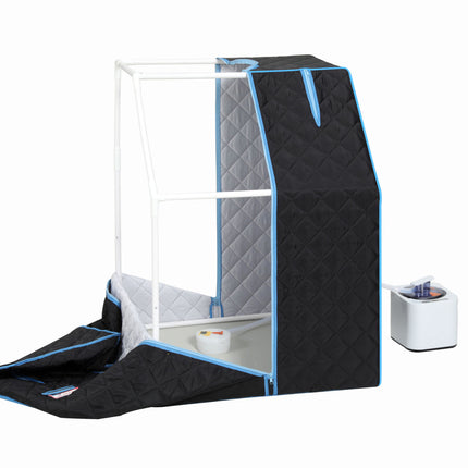 AK7- Portable Half body Black Steam Sauna Tent for Personal Relaxation;  Detox and Therapy at home.PVC Pipe Connector Easy to Install.Fast heating with FCC Certification - Likeshoppe 