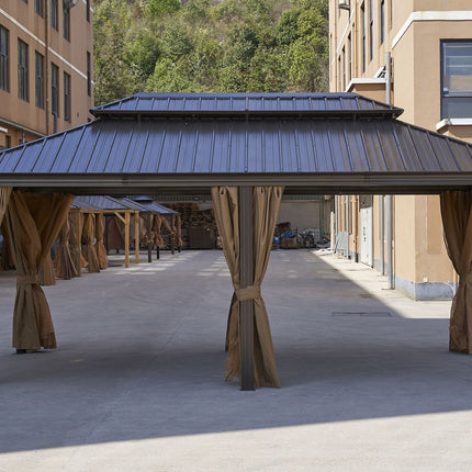 AG7- 12*20FT patic gazebo; alu gazebo with steel canopy; Outdoor Permanent Hardtop Gazebo Canopy for Patio;  Garden;  Backyard - Likeshoppe 