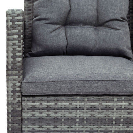 PX1- 5-piece Outdoor UV-Resistant Patio Sofa Set with Storage Bench All Weather PE Wicker Furniture Coversation Set with Glass Table, Gray - Likeshoppe 