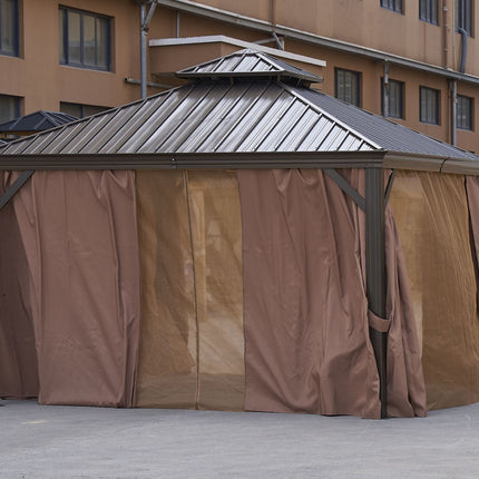 AG18- 12*12FT patic gazebo; alu gazebo with steel canopy; Outdoor Permanent Hardtop Gazebo Canopy for Patio;  Garden;  Backyard - Likeshoppe 