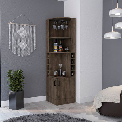 PB3- Seattle Bar Cabinet; Eight Bottle Cubbies; Two Large Open Shelves - Likeshoppe 