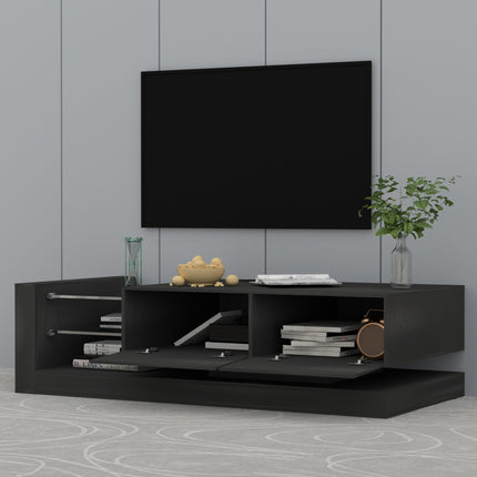 TV8- TV Console with Storage Cabinets, Full RGB Color 31 Modes Changing Lights Remote RGB LED TV Stand, Modern Entertainment Center (Black, for 75 inches TV) - Likeshoppe 
