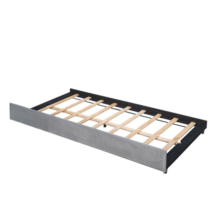 U3-Upholstered Daybed Sofa Bed Twin Size With Trundle Bed and Wood Slat - Likeshoppe 