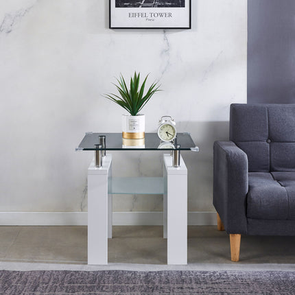 ST5- Clear Glass Top Side Table;  24"x24"x24" End Table;  Modern Design For Home - Likeshoppe 