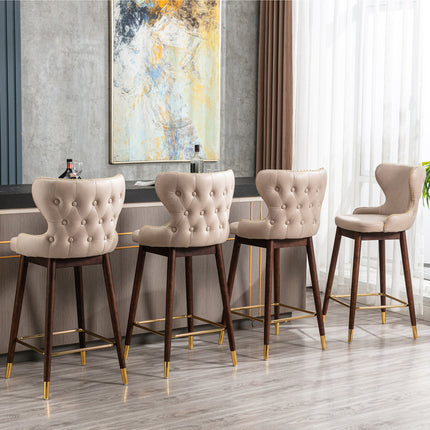 BS5- Furniture,29.9" Modern Leathaire Fabric bar chairs, Tufted Gold Nailhead Trim Gold Decoration Bar stools,Set of 2 - Likeshoppe 