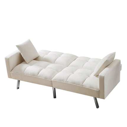 U7- SOFA SLEEPER Beige VELVET WITH 2 PILLOWS - Likeshoppe 